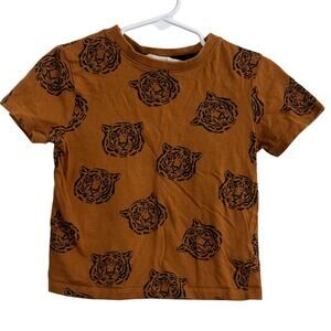 H&M Brown Tiger Short Sleeve T Shirt Size 2-4 Years Cotton